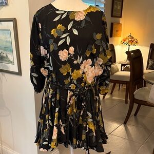 Etiquette floral mini dress with braided belt